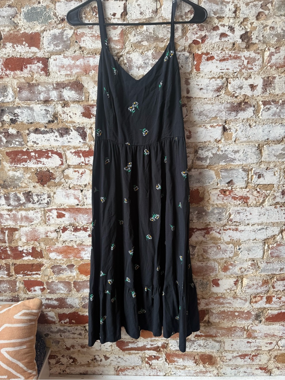Old Navy Black Floral Maxi Slip Dress